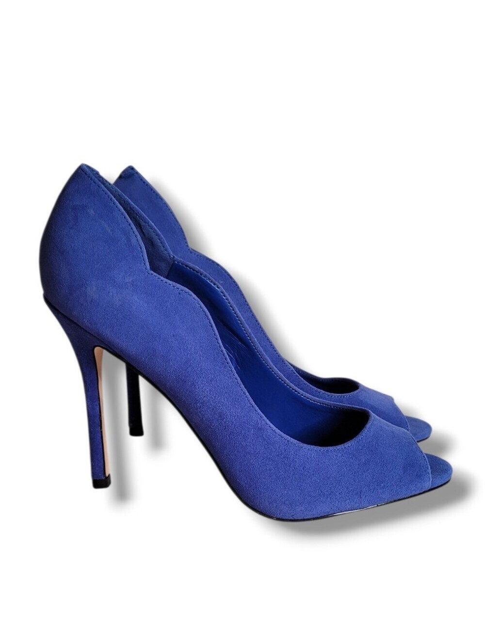 Nine West Blue Suede Open Toe Pumps Size 8.5